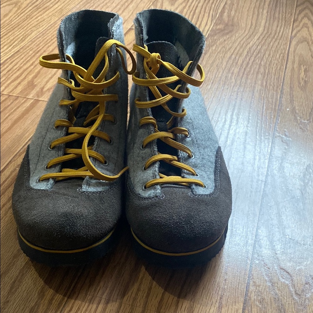 Stylish Gray and Brown Suede Boots